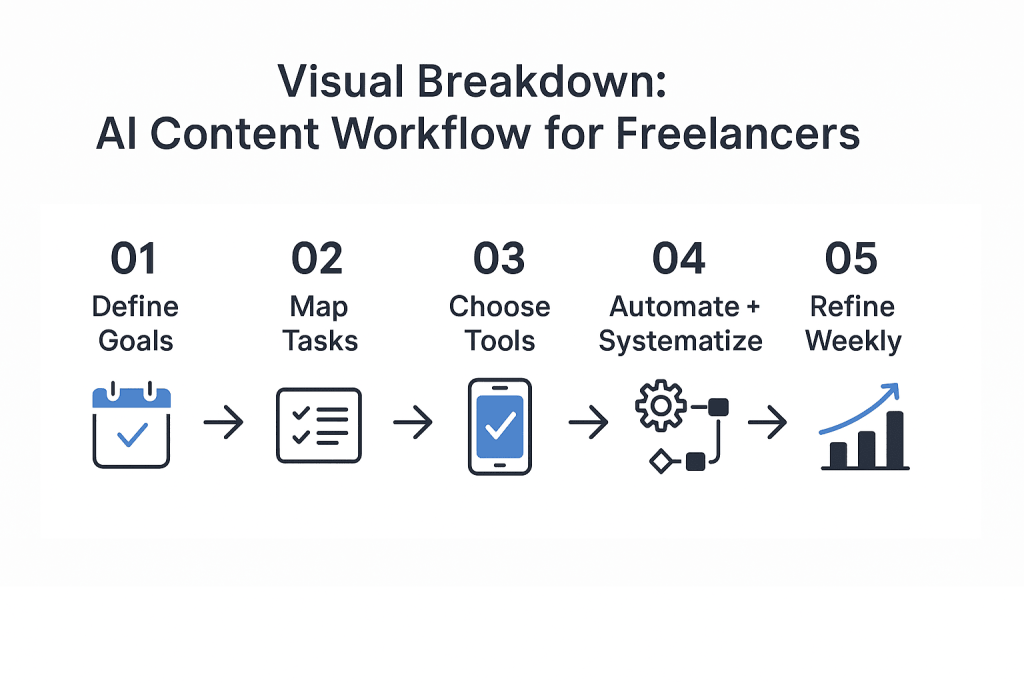 5-step AI content workflow process for freelancers