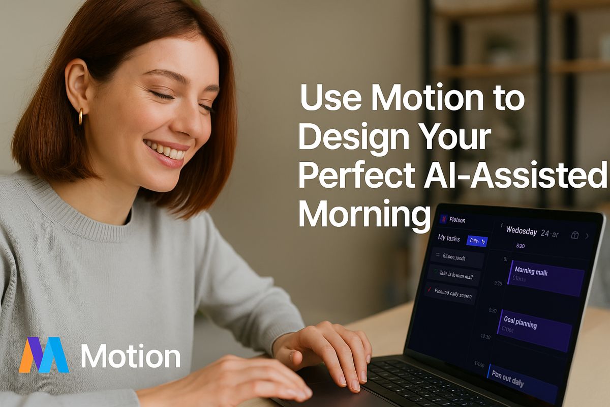 Photo-based visual showing a user’s morning routine organized by Motion AI with task blocks and smart time allocation