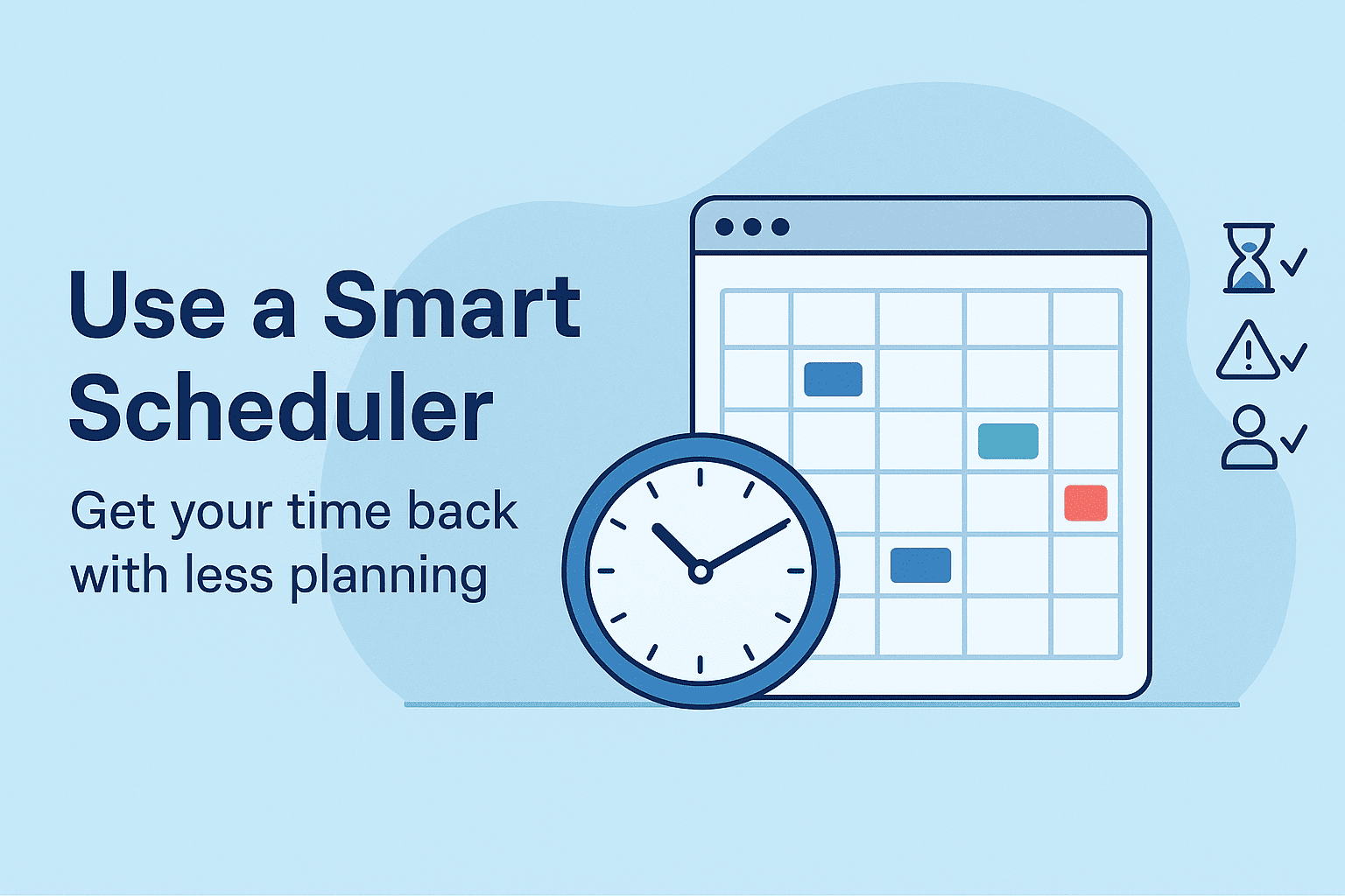 Illustration of a digital calendar and clock showing time-saving automation