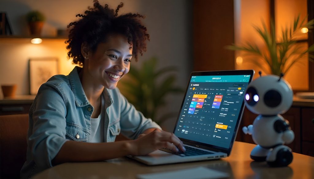 Freelancer using AI calendar to automate daily workflow and focus time