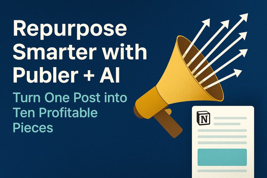 Freelancer repurposing content with Publer’s AI interface